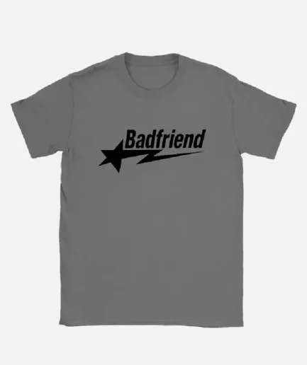 Bad Friend Letter Print Shirt Dark Grey/Black