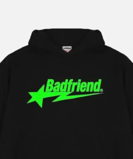 Bad Friend Letter Printed Hoodie Black/Green