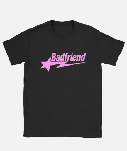 Bad Friend Letter Print Shirt Black/Pink