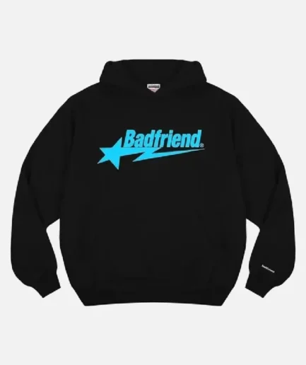 Bad Friend Letter Printed Hoodie Black/Blue