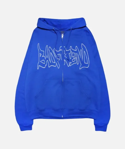 Bad Friend Graffiti Zip Up Hoodie Blue