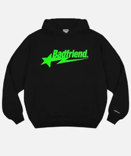 Bad Friend Letter Printed Hoodie Black/Green