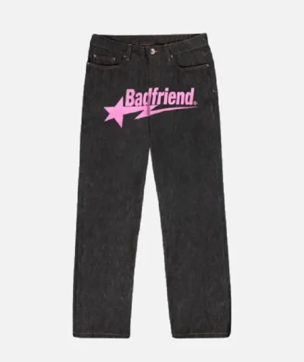 Bad Friend Latter Printed Jeans Black/Pink